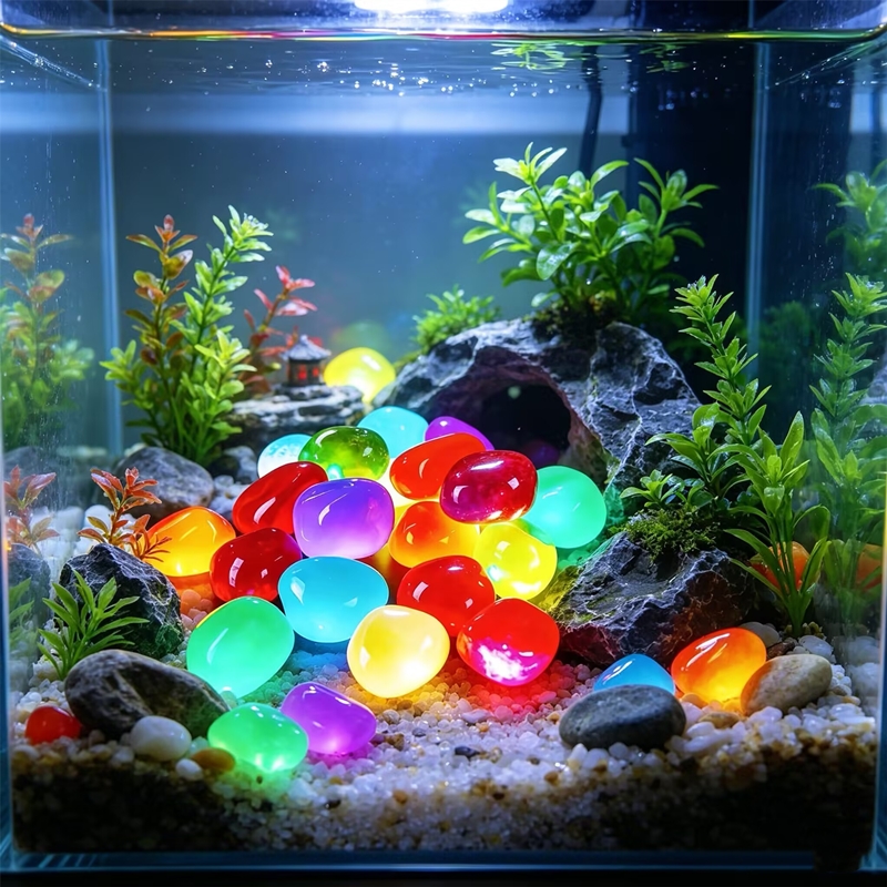 40  in the dark pebbles suitable for aquarium resin crystal stones with glow multicolor luminous rocks for vase fillers terrariums wedding gifts night light decor indoor outdoor garden patio decoration 3