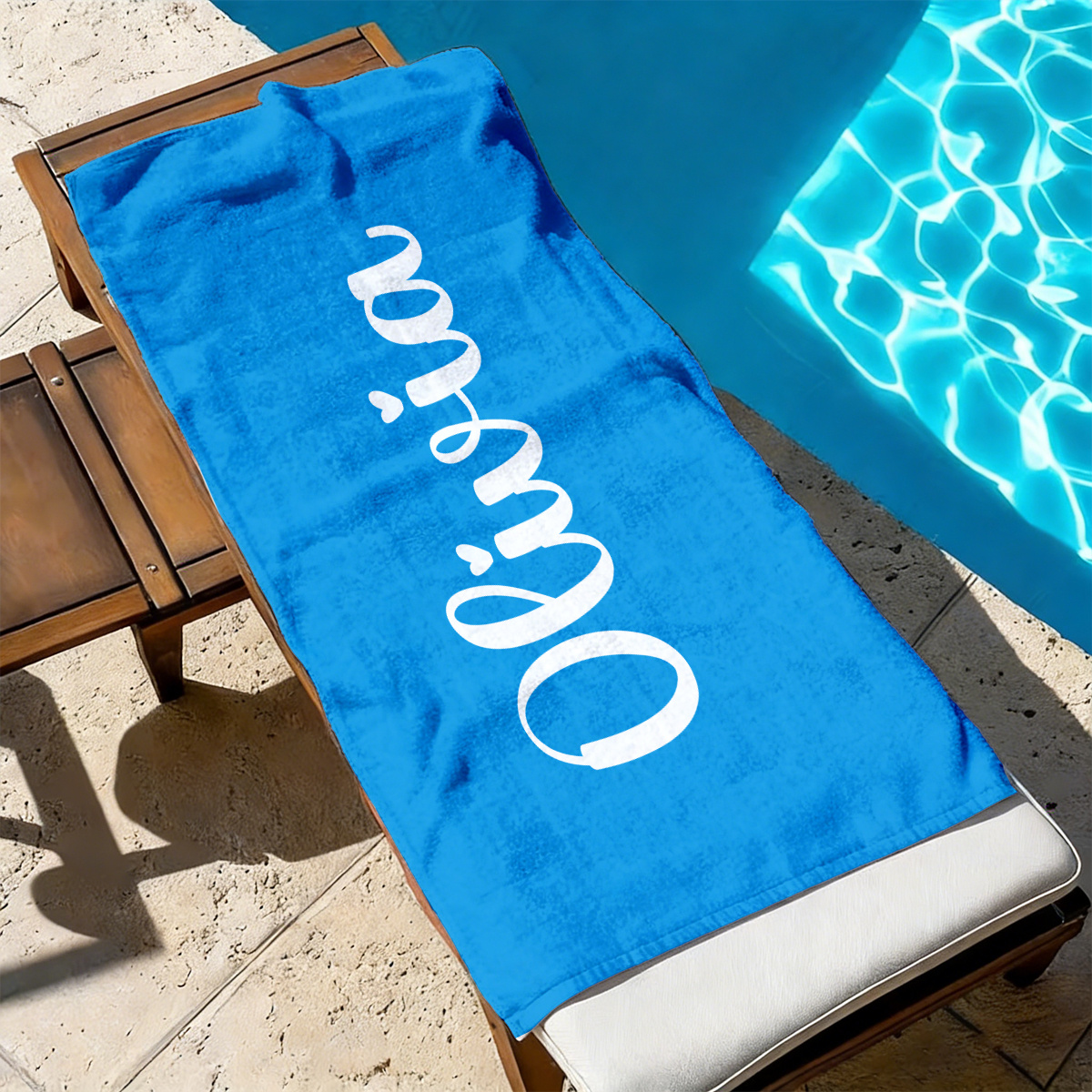 TEMU 1pc Extra Large Customizable Name/photo Macaron Multicolor Minimalist Lettering Ins-style Single-color Background Print Custom Beach Towel, Bath