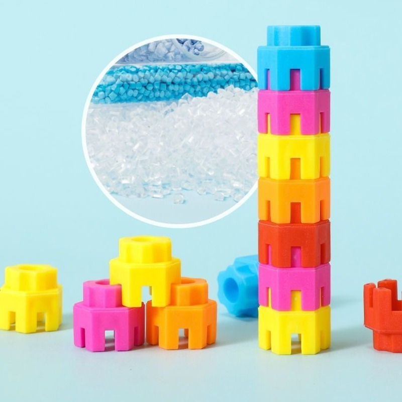 128pcs large size diy interlocking blocks multi color hexagonal blocks large creative chain blocks play childrens creative imagination back to school gifts handmade construction toys details 1