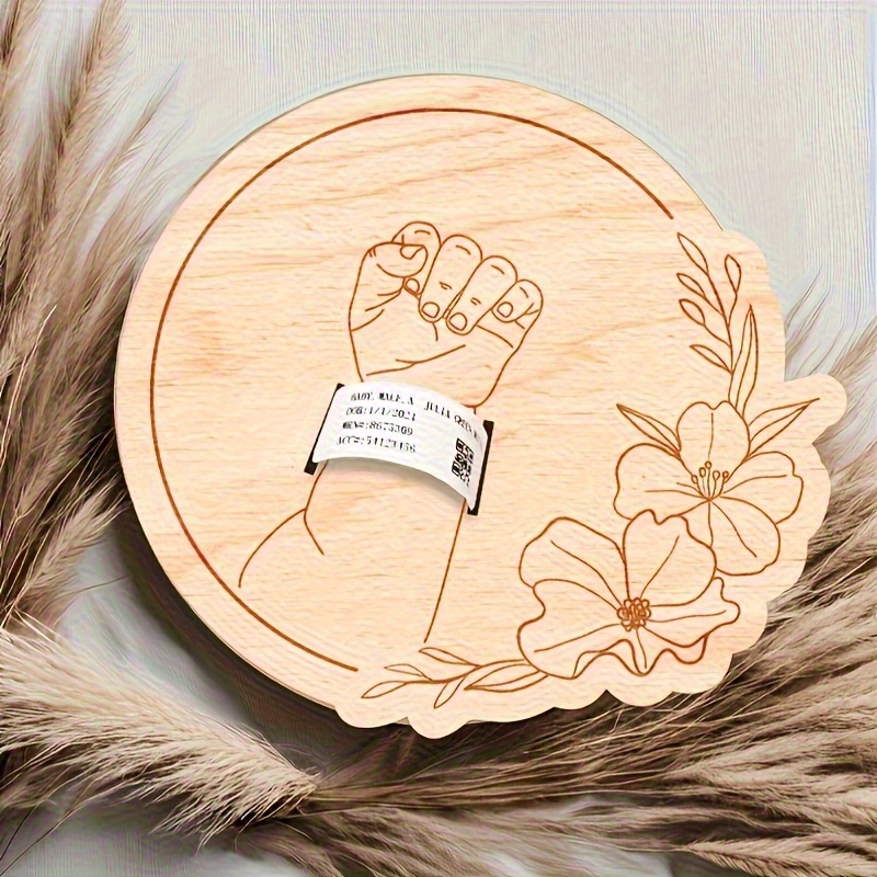 TEMU 2D Flach, . Hängendes Holzornament - Blumen- und ineinandergreifendes Hände-Design, mit "I Love You" Schriftzug, Dekorative Hängedekoration
