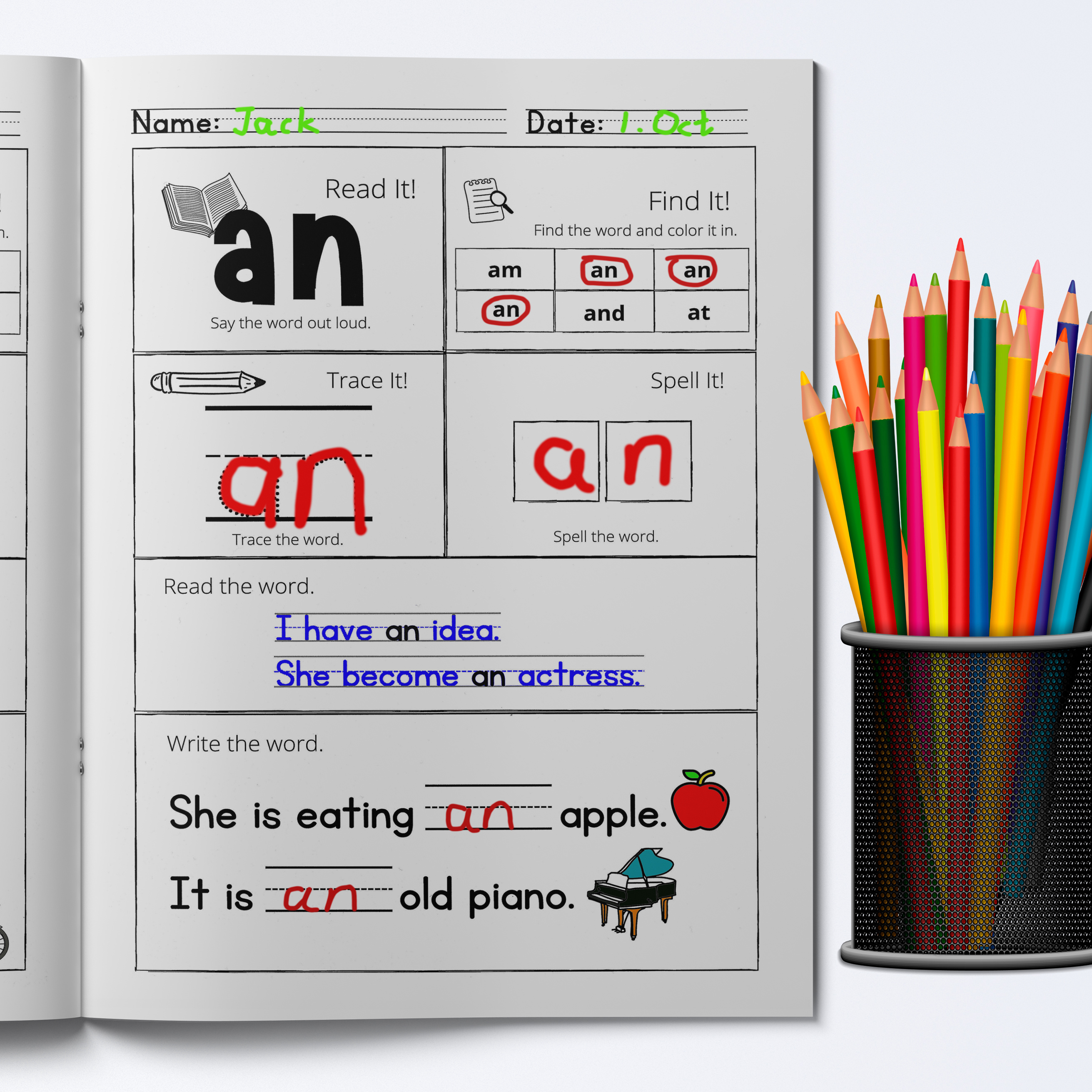Alphabet Word Coloring Fun: A Creative Workbook for Kids to Learn ABCs, Practice Words, and Enjoy Coloring