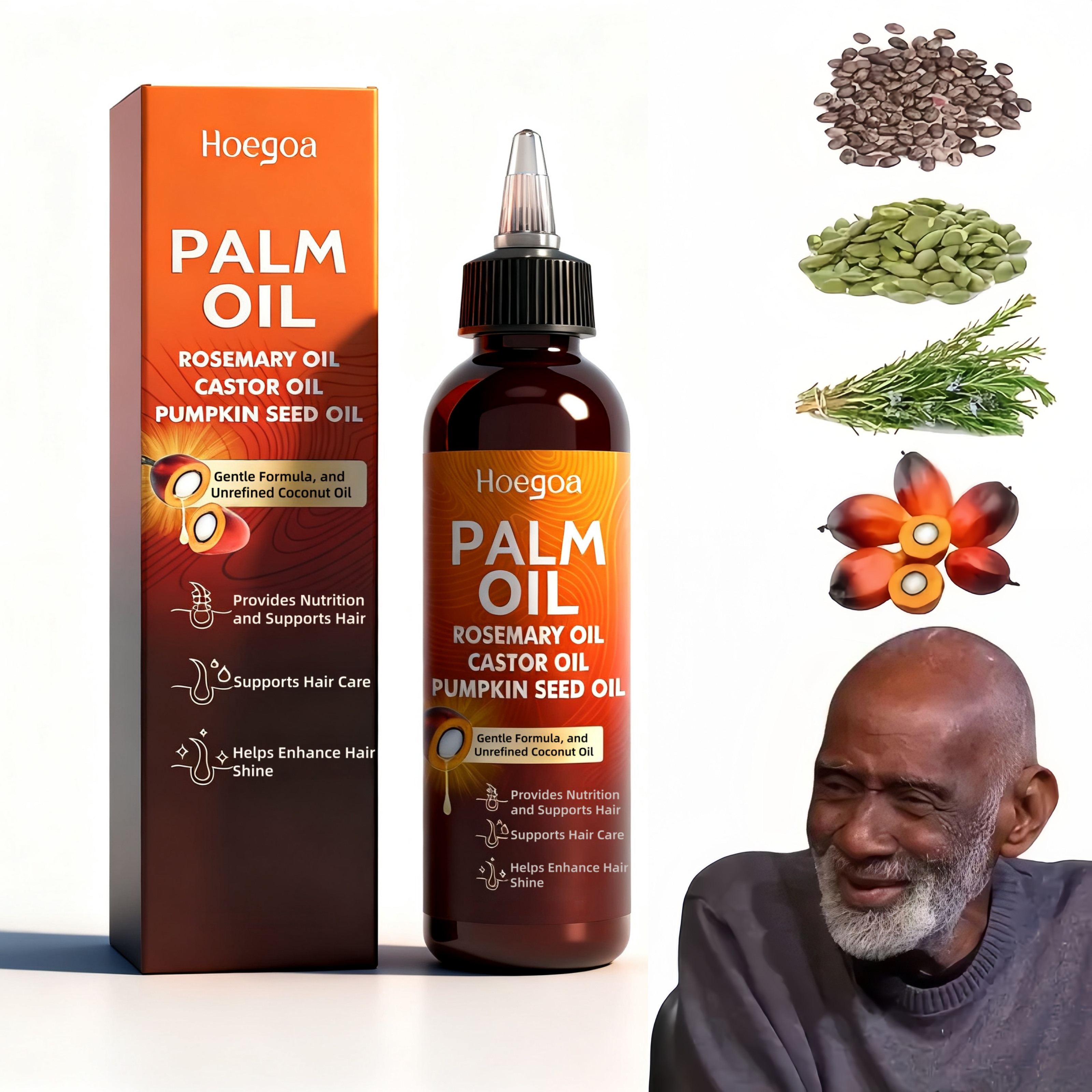 TEMU Hoegoa 4 In 1 Batana Oil - Includes Rosemary Oil, Castor Oil, And Pumpkin Seed Oil To Provide Deep Nourishment For Hair And Scalp, Resulting In Shiny Hair - 4 Oz. Suitable For All Hair Types