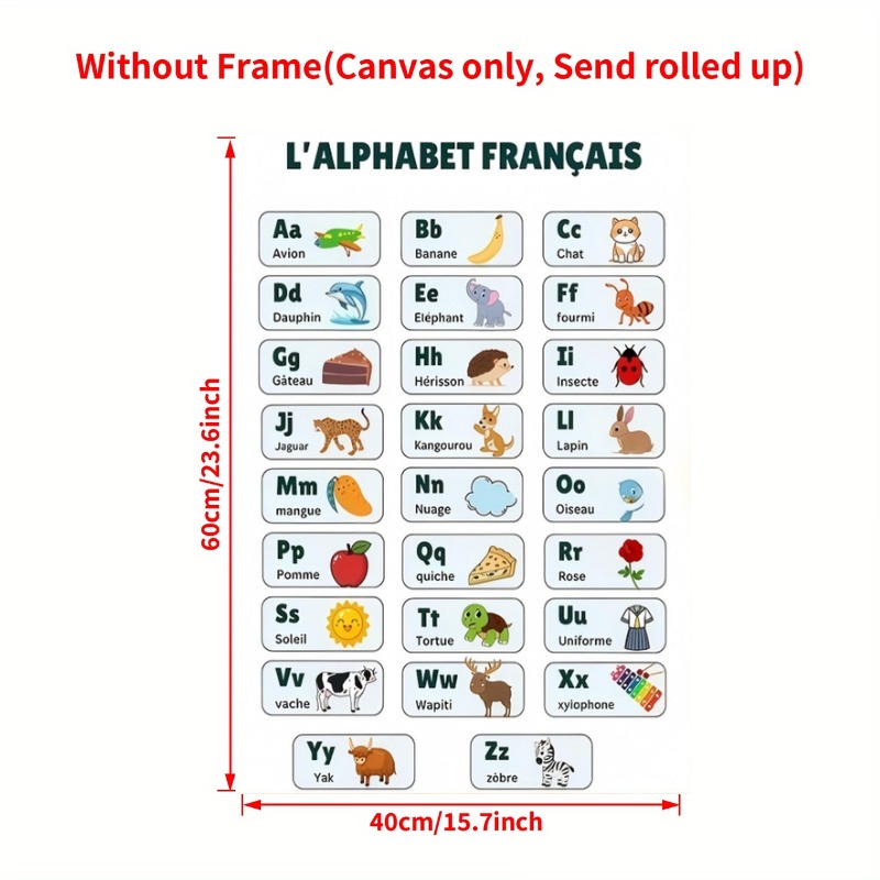 TEMU Plat 2D, 1 pièce Affiche de l'alphabet français - mural vertical de la langue française adapté à la décoration de bureau | français bohème pour