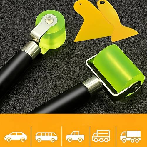 gambar barang set penggelek getah 4pcs, termasuk dua penggelek tekanan dan 2 pengikis, 3/5cm dua alat penggelek tekanan penebat bunyi, plat penyerap hentakan penebat bunyi kereta penggelek penebat tekanan pembinaan sambungan kertas set penggelek tekanan