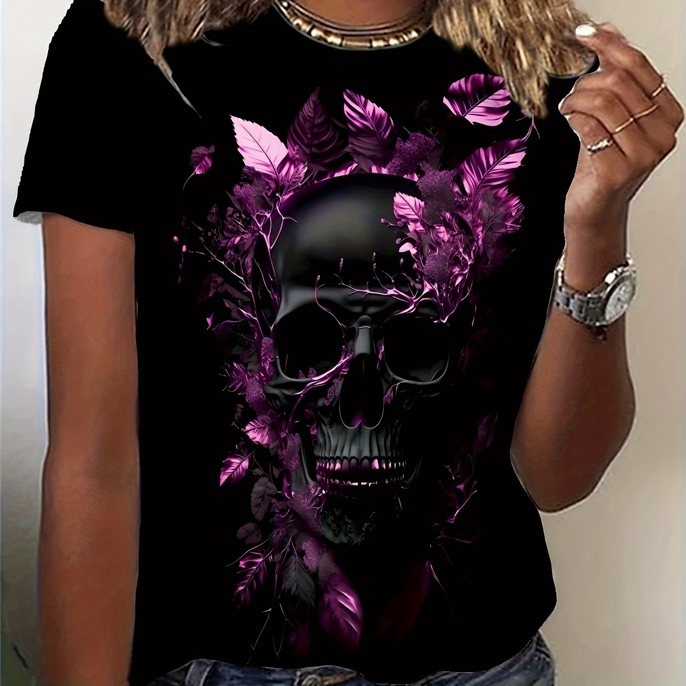 

1pc Skull T-, Tee, , Fit, , Summer