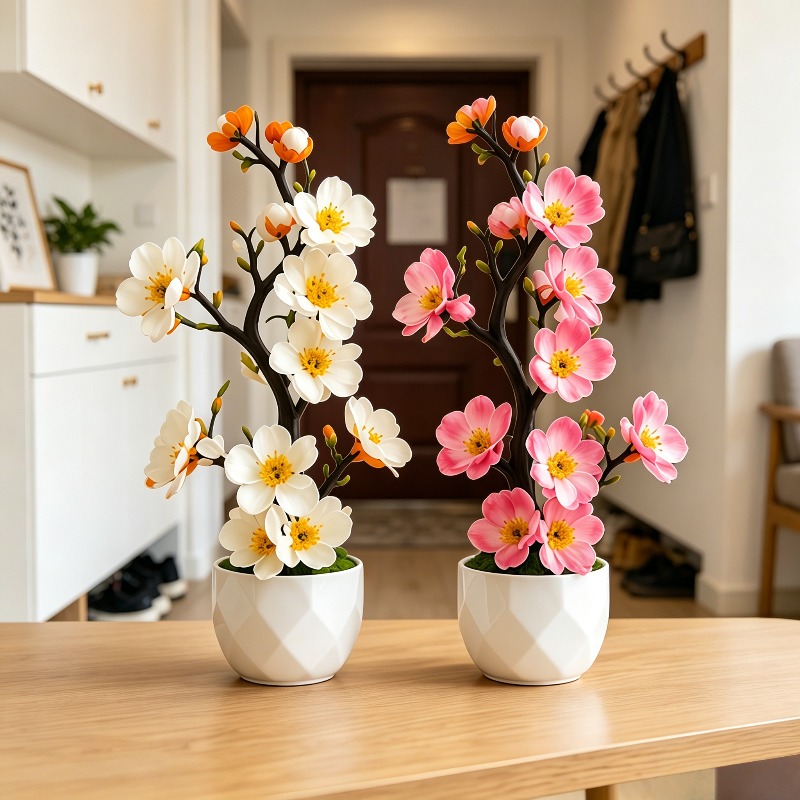 2pcs - Plum Blossom Squid | An Ideal Choice for Festive Artificial Flower Decorations, Convenient for Matching Homes, Courtyards, Offices, Weddings, Desks, and Other Scenes | Suitable for Father's Day, Eid Al-Fitr, Weddings, and Other Landscape De