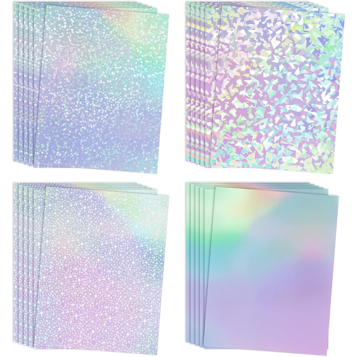 

Holographic Laminate Sheets A4 Clear Holographic Sticker Paper 24 Sheets Self Adhesive Transparent Waterproof Holographic For Sticker Paper - Gem, Dot, Rainbow, Star Patterns