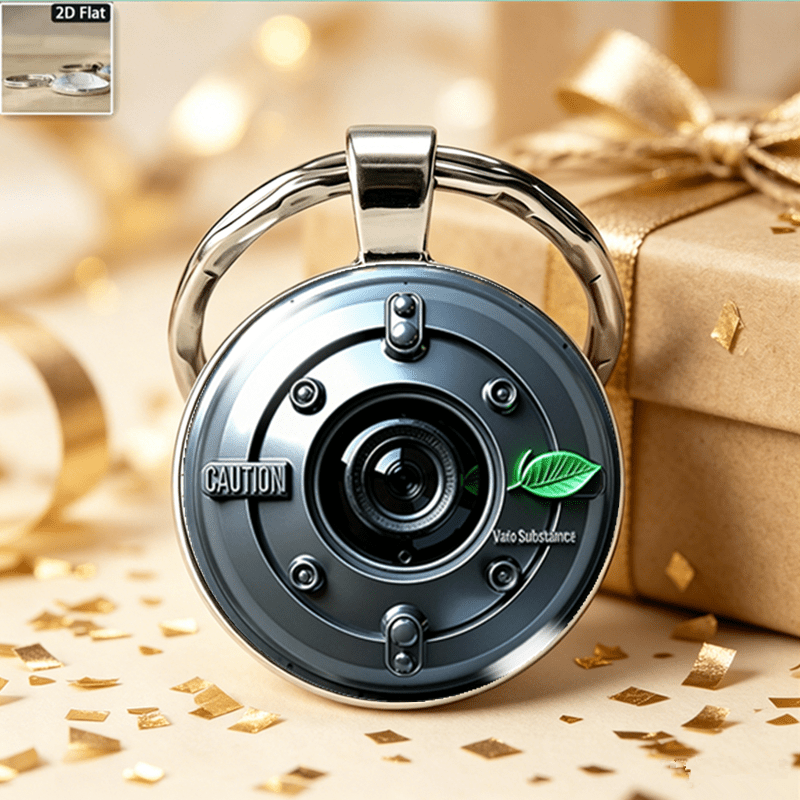TEMU 1pc Portachiavi con Telecamera di Sorveglianza 2D Piatta, con Lente di Telecamera , Portachiavi con Stampa a Superficie , Regalo Unico per