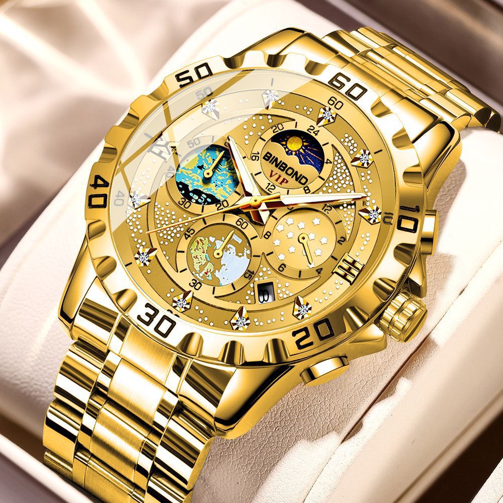 TEMU Men's Starry Sky Van Gogh, Watch Watch Waterproof Small Three-pin Watch Men's, New