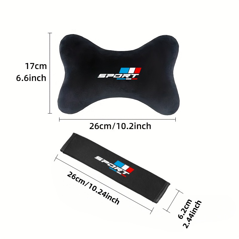 TEMU Suitable For Sports Style Theme - Car Headrest And Shoulder Pad Support (1pc Headrest And 1pc Shoulder Pad) Upgraded Car Headrest Soft Plush