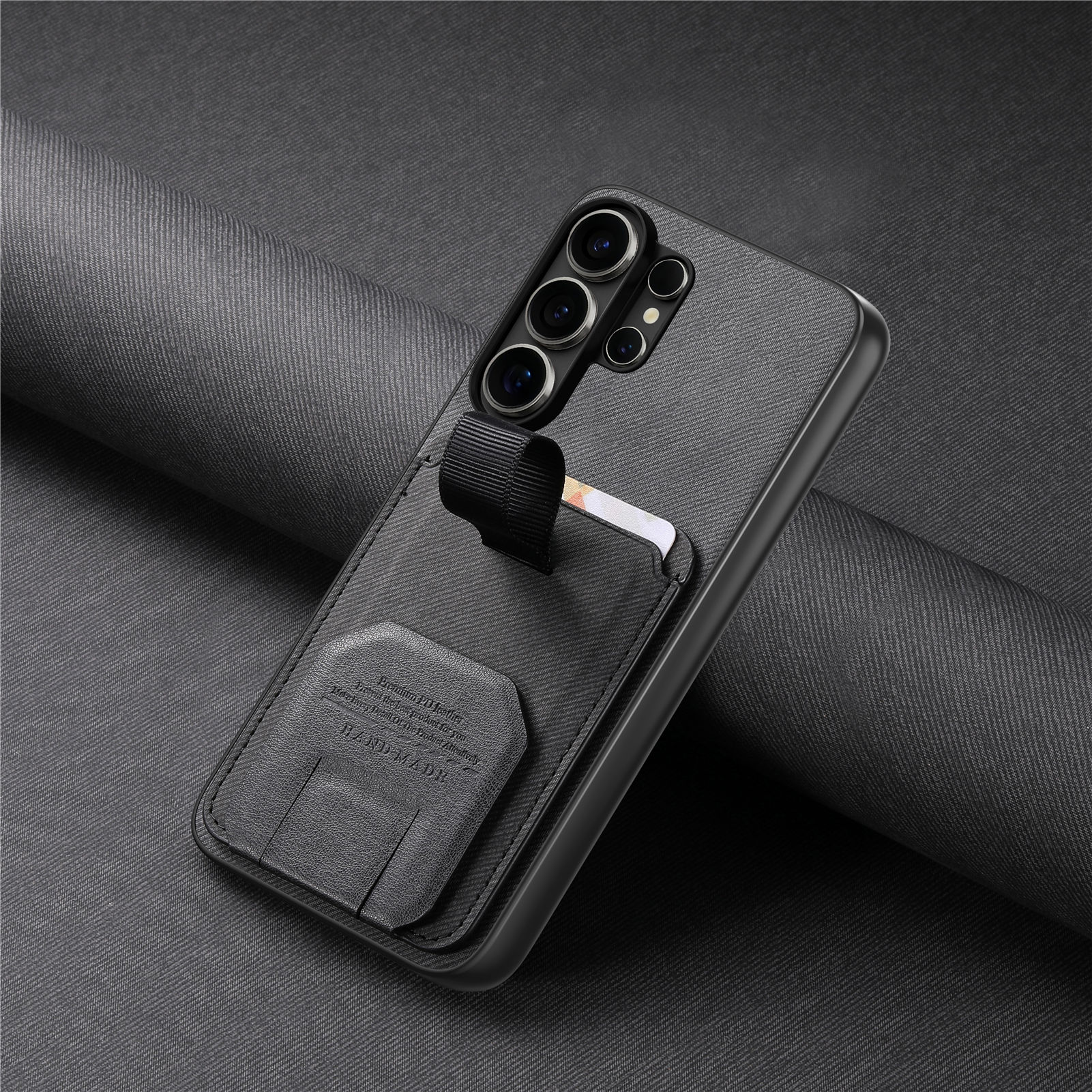 TEMU Phone Case - Phone Case For Galaxy S26 Fashionable, Easy, Plain Color Texture, Cloth Pattern Weave, With Card Slot, , Delicate Feel For
