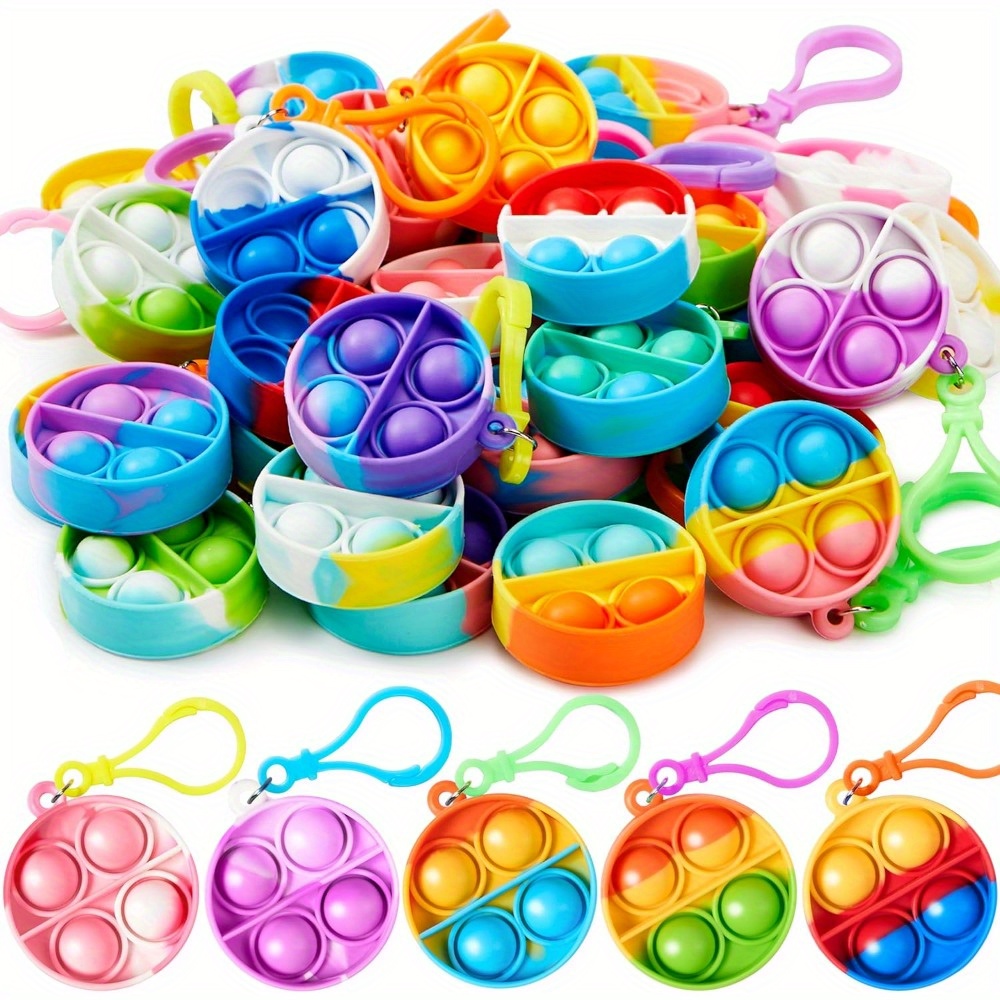 TEMU SYNCFUN Lot de 30 Jouets Anti-Stress Pop, Cadeaux pour École et Fêtes, Remplissage de Sacs à Bonbons, Récompenses en Classe, Porte-clés Ronds