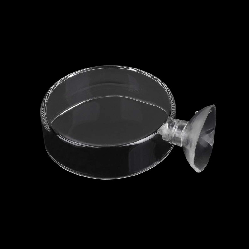 Acrylic Anti-overflow Feeding Dish - Transparent Round Fish And Shrimp Food Anti-floating Feeder, Strong Suction Cup Fixed To Prevent Scattering, Without Battery