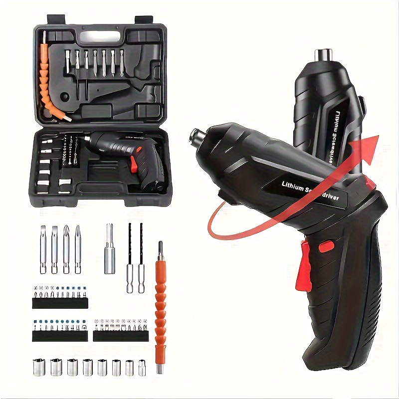 15 47pcs rechargeable cordless electric screwdriver set versatile rotary tools with carrying case suitable for home repairs woodworking and household tasks Product details 4