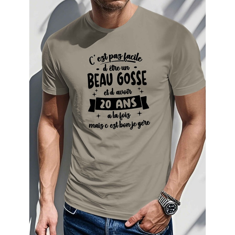 

T-shirt à manches courtes pour homme pour une fête d'anniversaire de 20 ans, pour l'été.