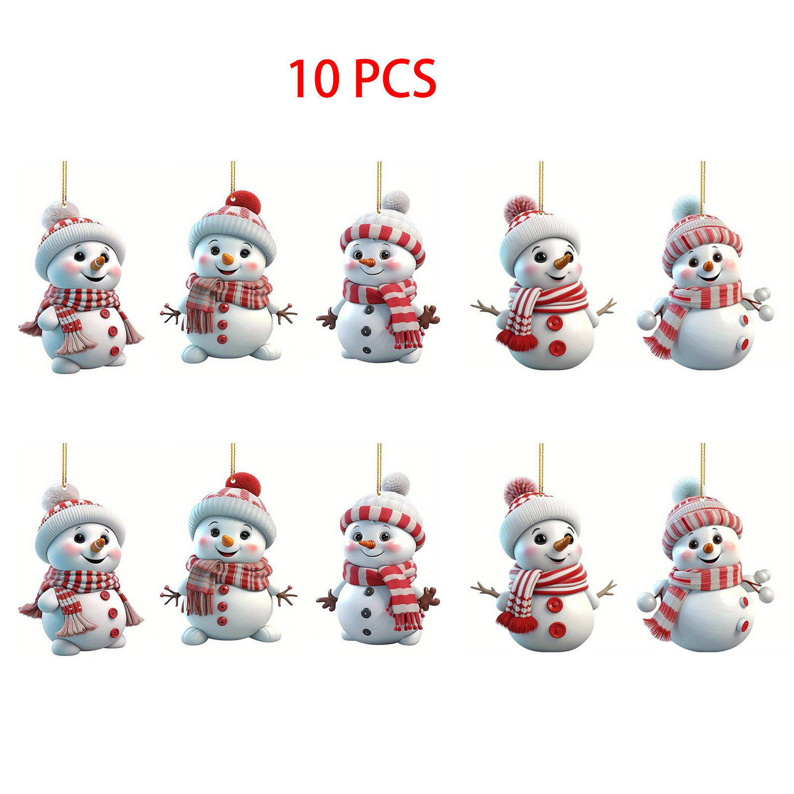 

10pcs Acrylic Snowman Ornaments, Hanging Christmas Tree Decorations, Oval Fairy Themed Holiday Pendants For Valentine's Day, Christmas, New Year, Winter Season - No Power Needed