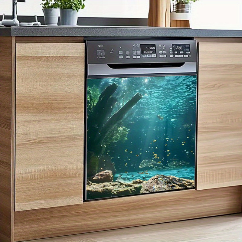 TEMU 2 unidades de pegatinas con diseño 2D para lavavajillas: con diseños marina tropical y de coral, aptas para diversas superficies como
