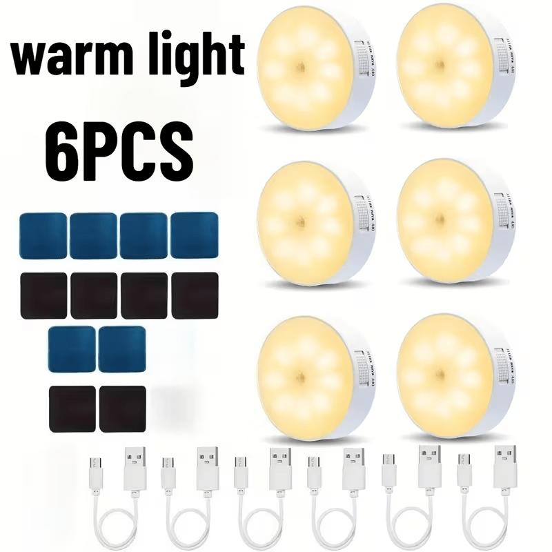 Image of Led Motion Sensor Night Light, Usb Rechargeable Wireless Wall Lamp, Dimmable, Magnetic Stick-on Under-cabinet Lighting, Suitable For Kitchens, , Stairs, Multiple Specifications