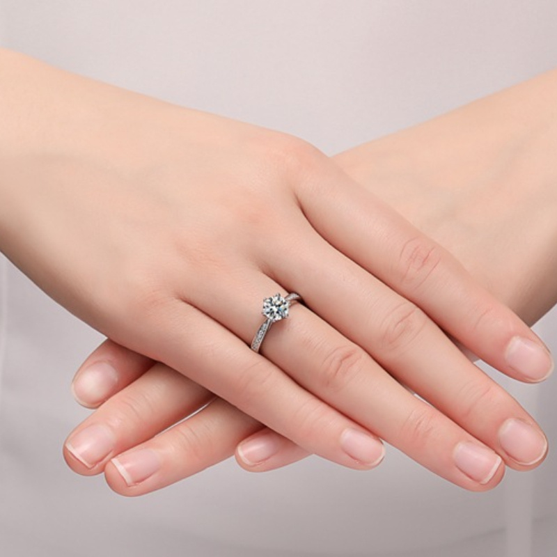 Classic Moissanite Ring, One-Carat Six-Prong Design