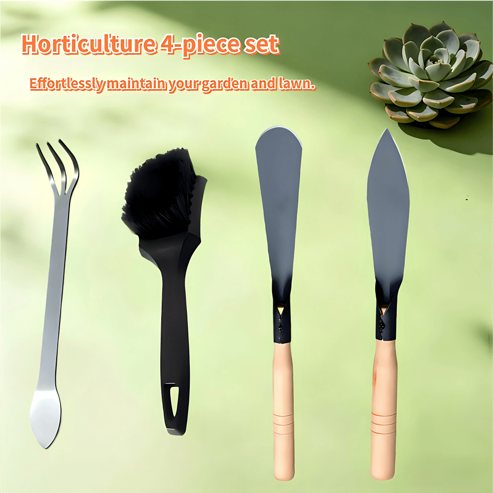 Universal Lawn Mower Accessory 4pcs Set Shovel Blade Scraper Brush Rake, Professional Garden Tools Lawn Weeding Soil Loosening And Cleaning, Yard Use