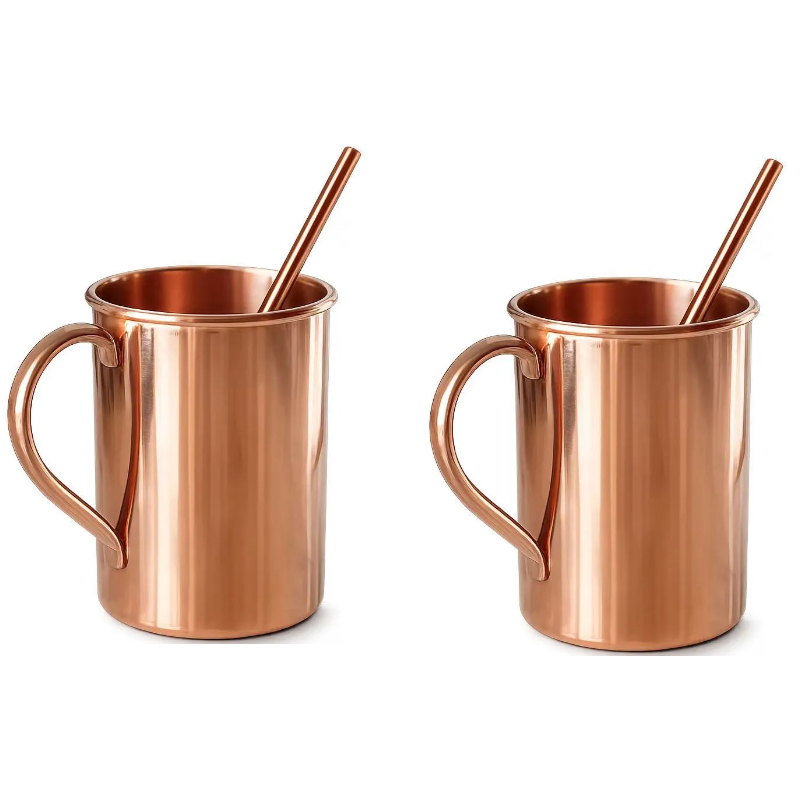 TEMU Tasse à paille en cuivre lisse avec poignée confortable et solide, tasse à en cuivre polyvalente pour café, jus et lait, vaisselle de table