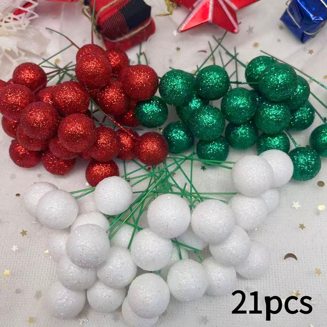 TEMU 21 pezzi Decorazioni Natalizie a Sfera con - 0.79 Pollici Realistici Verde - Per Albero di Natale, Corona, , Centrotavola - Nessun Cablaggio