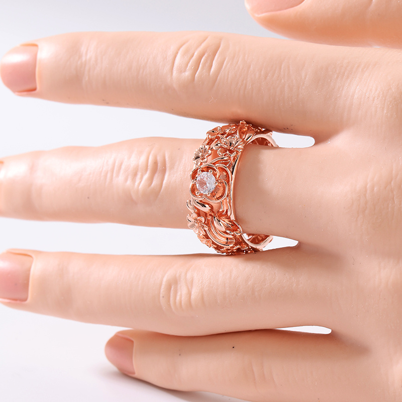 Lady Floral Vine Sculpture Design Ring for Weddings and Parties