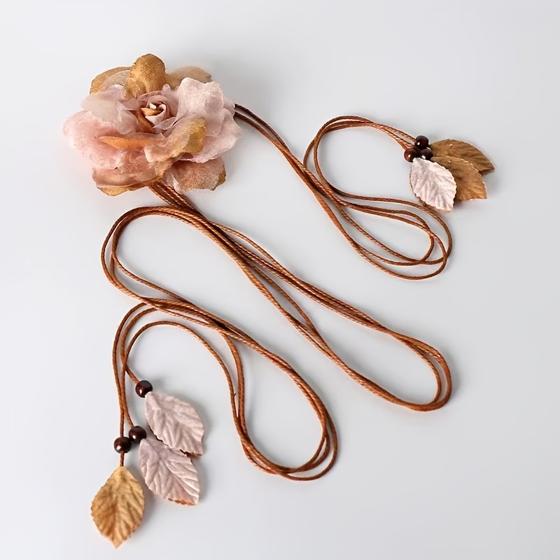 TEMU Flower Waist Cord Belt, Bohemian Ethnic Style Fashion Women's Large Flower Waist Chain, Dress Waist Chain, Versatile Tie Strap, Commuting And
