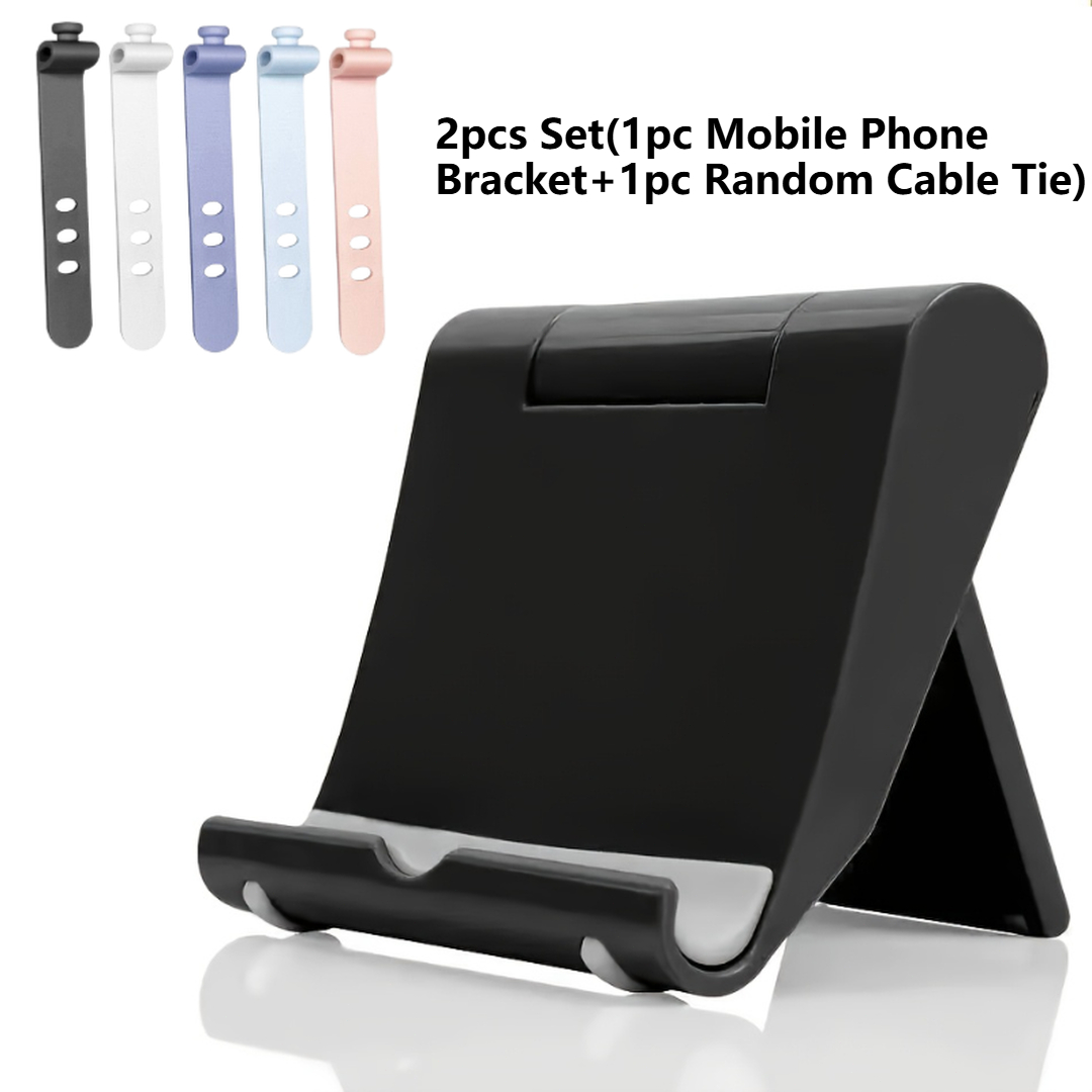 TEMU 2pcs Set(1pc Mobile Phone Bracket+1pc Random Color Cable Tie), Tablet Universal Lazy Bracket Desktop Multi-functional Foldable Portable Phone