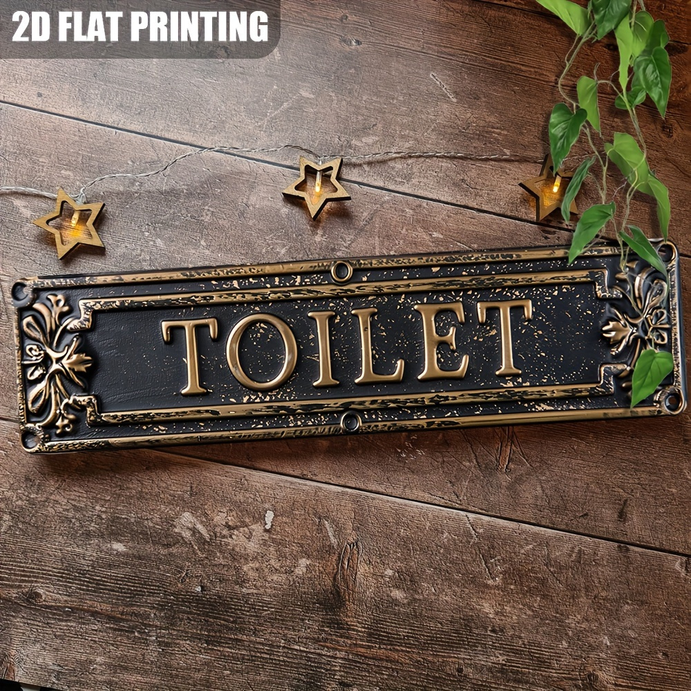 

[holiday ] Vintage-style Aluminum Toilet Sign (15.7"x3.9") - Humorous Wall Decor With Frame For Home, Farmhouse, Porch & Bedroom - Gift, Restroom Decor