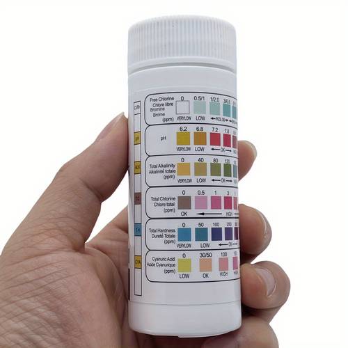 50 pack 6 in 1 pond and water test strips accurately measures ph bromine total alkalinity cyanuric acid and total hardness suitable for above ground pools hot tubs and spas