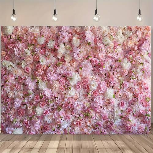 2d flat 1pc floral wall panel with peonies sublimated rose wallpaper suitable for weddings showers photo booth backgrounds decor pink style hanging decoration for room for events 2d flat