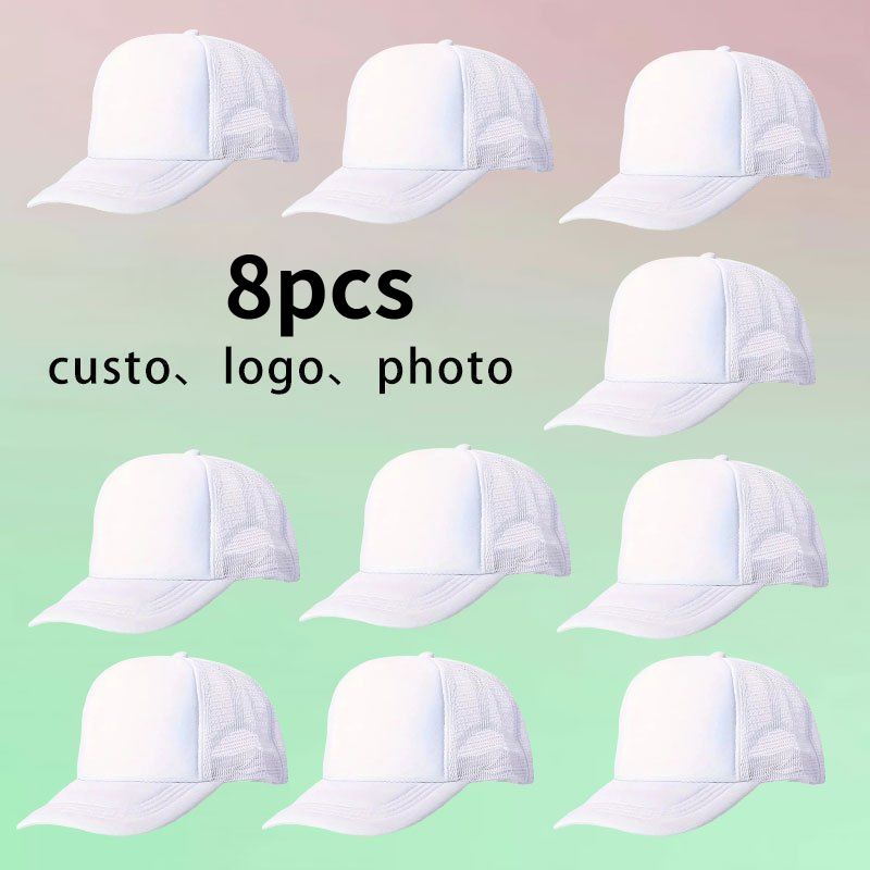 TEMU 8pcs Personalized Custom Baseball Caps, Mesh Trucker Hats, Custom Text Printing, Personalized Print Design, Adjustable Size, Breathable And