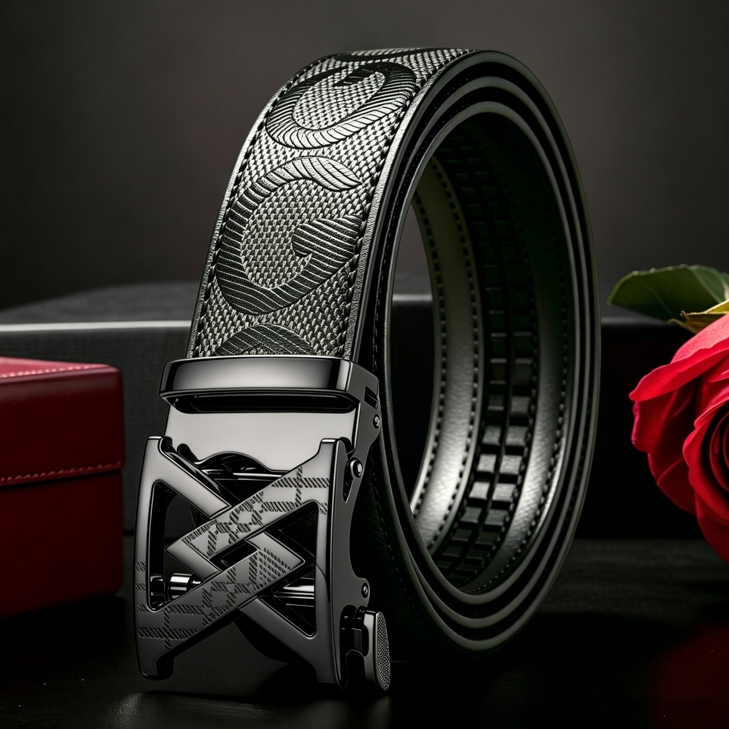Men's & Women's Pu Leather Belt With Automatic Suitable For Jeans, Dress Belts, Pu Leather Strap & M-shaped For Business Casual, Formal Wear, Daily Use - Ideal Gift For Men And Women