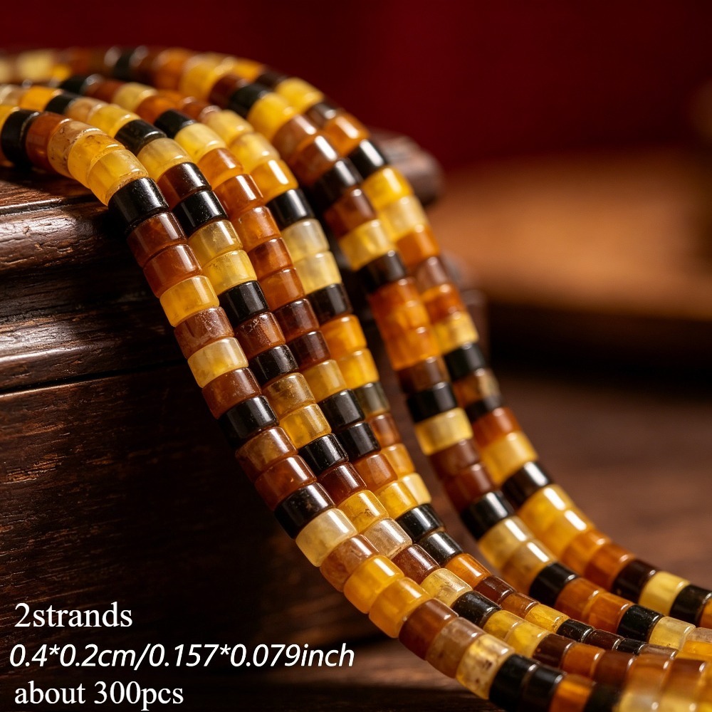 TEMU 2-strands Aa Natural Amber Agate Rondelle Beads - Loose Spacer Suitable For Jewelry Making Diy, Amber Stone Beads For Bracelets, Necklaces,