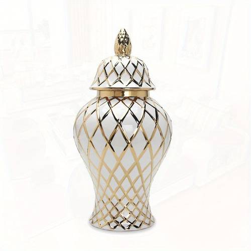 white and decorative ginger jar vase