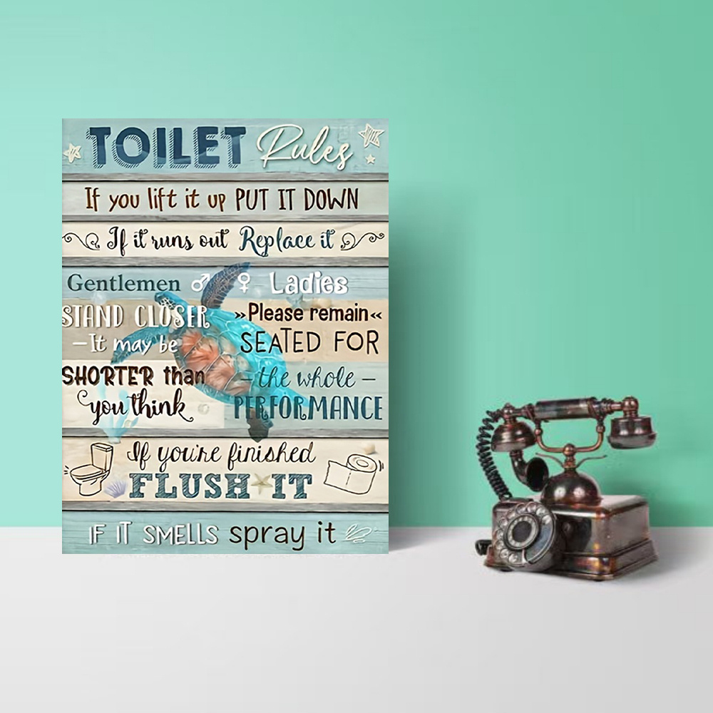 TEMU Sea Turtle Bathroom Canvas Art Print, 12x16 Inch Frameless Wall Decor For Home, Bedroom, Kitchen, Living Room, Hotel, Cafe, Office, Funny,