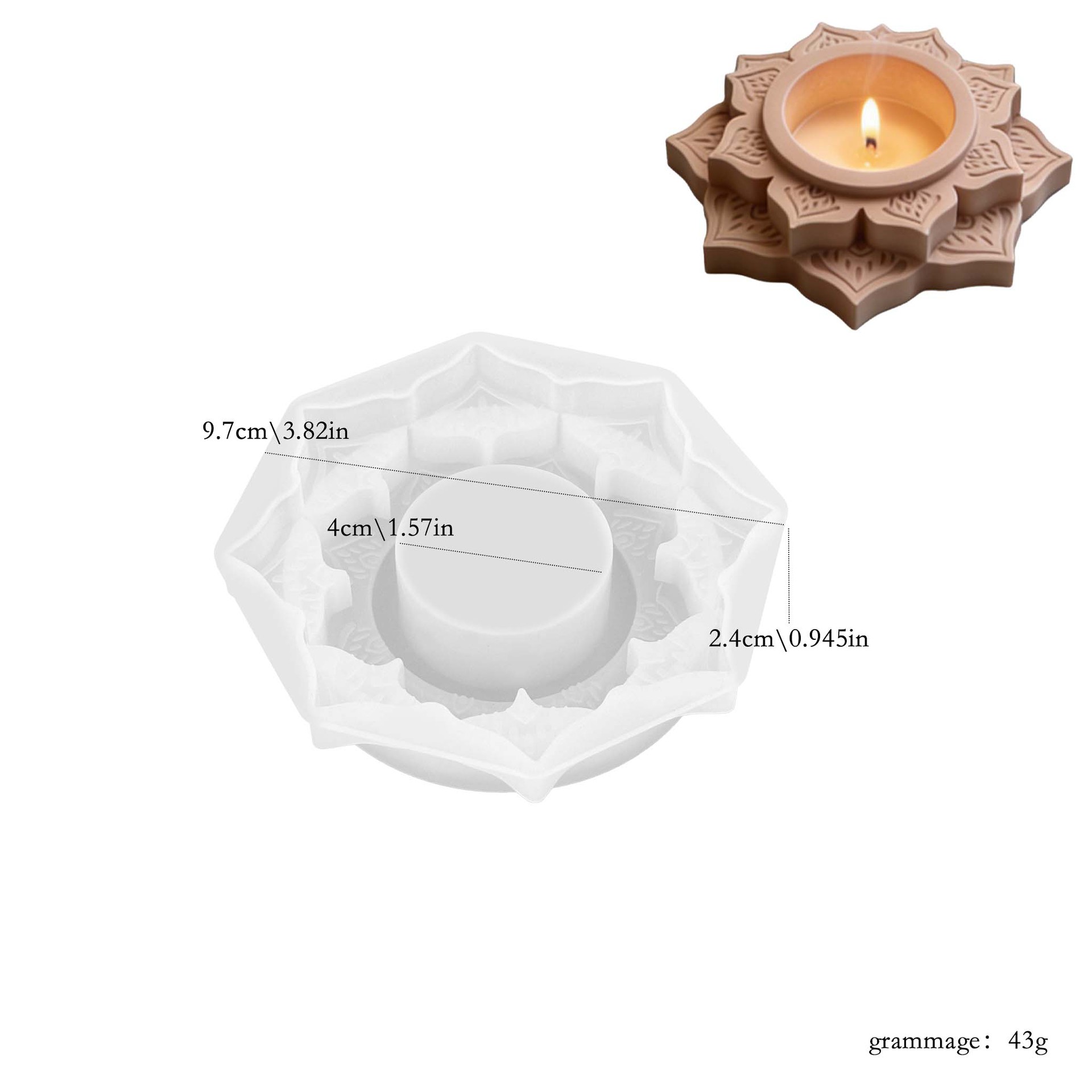 TEMU Petal Candle Holder Resin Mold - Creative Two-layer Petal Candle Holder Plaster Concrete Casting Mold - Reusable, Easy To Clean, Resin Craft