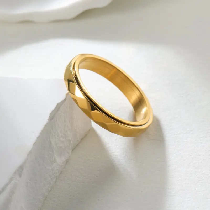 1pc minimalist cut ring 4mm wide stress relief rotating ring with band black accents fade resistant wear resistant ideal for casual attire or gift everyday jewelry modern jewelry durable jewelry Product details 1