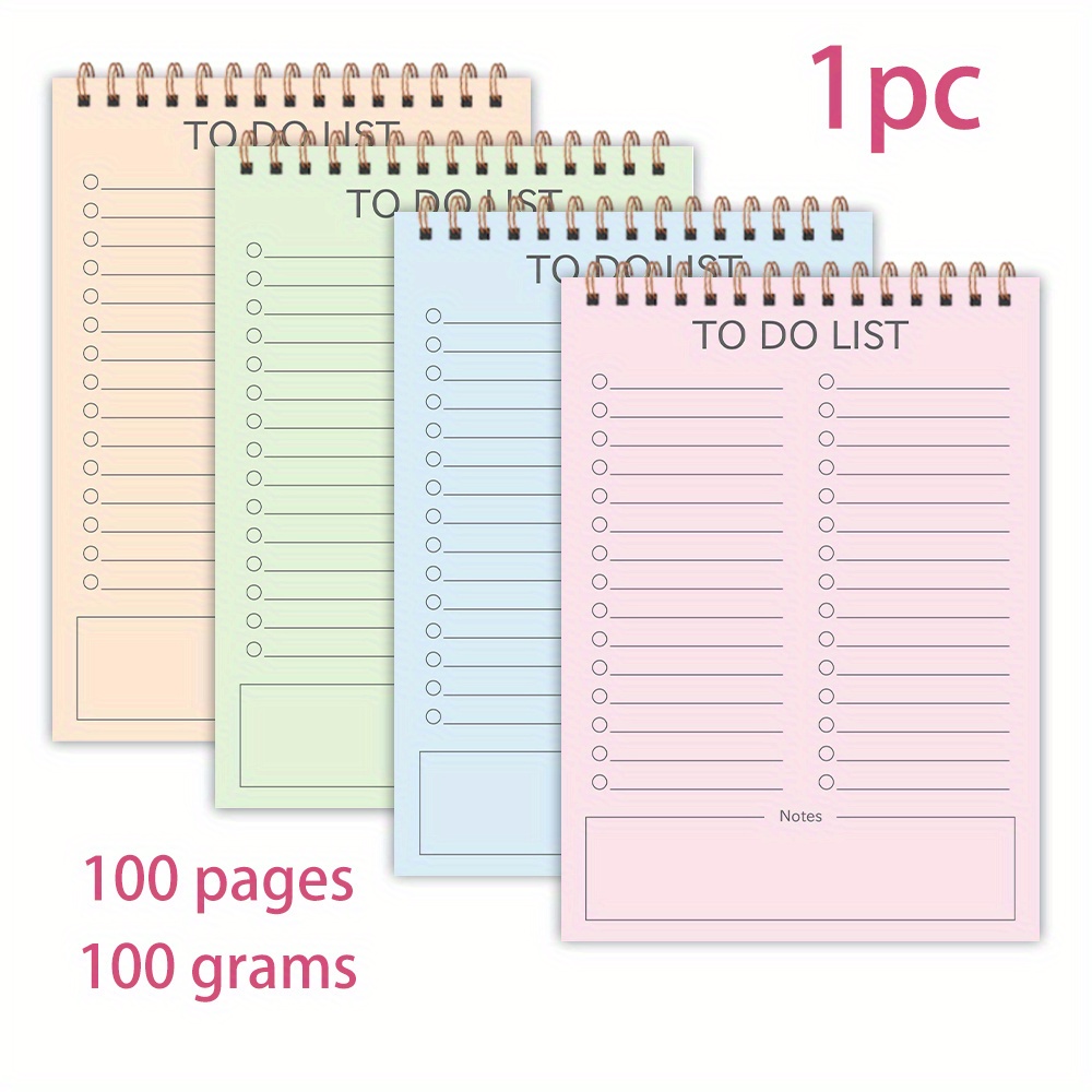 

1pc B6 Double-sided 60 Pages 100gsm Paper Coil Notepad - Daily To-do List Notebook For Work, School, And Personal Planning - 7.1x5.1in, 4 Styles