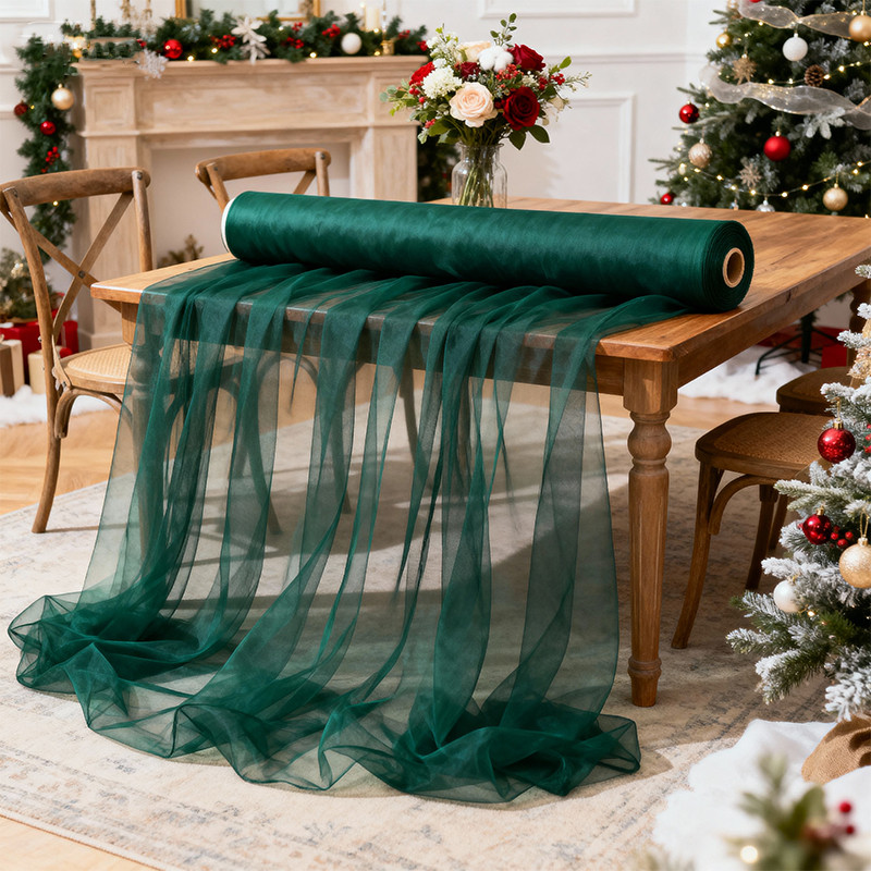 TEMU 20 Meters Per Roll Multi-use Tulle Fabric - 100% Polyester Woven Gauze, Semi-transparent Lightweight Sheer Fabric, Flowing And , Suitable For