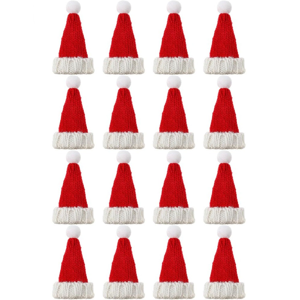 TEMU 8/16/30pcs Mini Santa Hats For Crafts Small Christmas Knit Hat Tiny Snowman Bottle Cover Holder For Table Cover