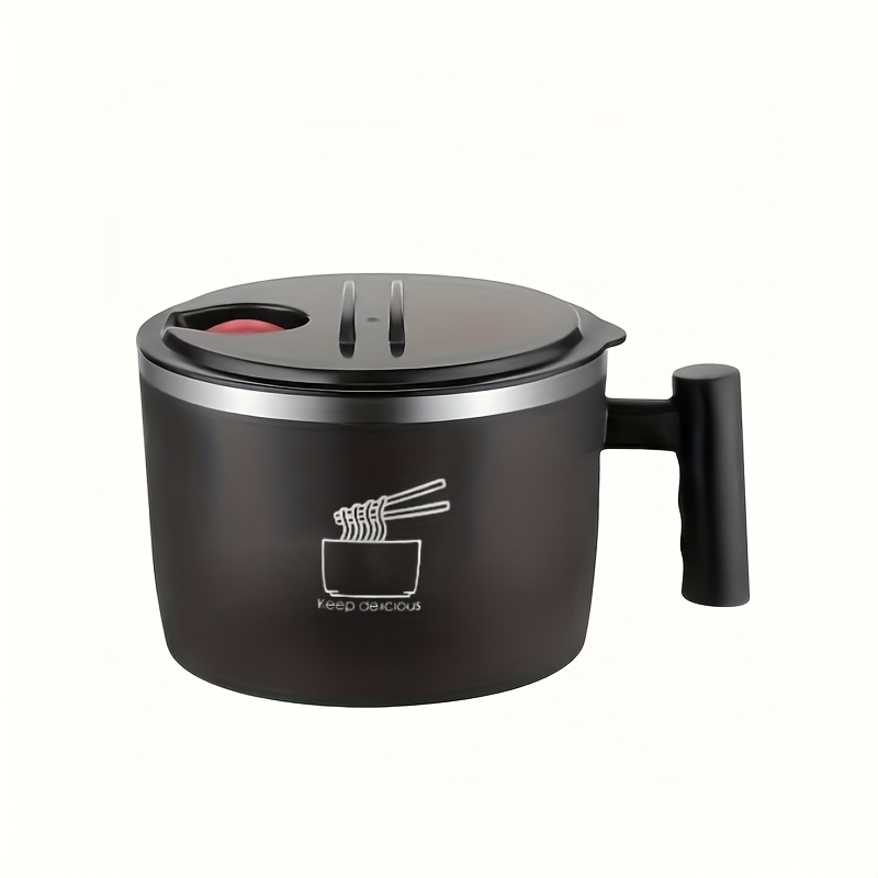 TEMU Stainless Steel Instant Noodle Bowl With Lid, Lunch Box, Student Dormitory Quick-, Sealed Portable Draining Bowl, Ramen Bowl, Kitchen Utensil,