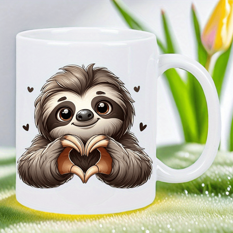 Image of A Cute Sloth 11oz Ceramic Coffee Mug - Reusable, Insulated,travel Mug, Hand-wash Only - Perfect For , White Mug