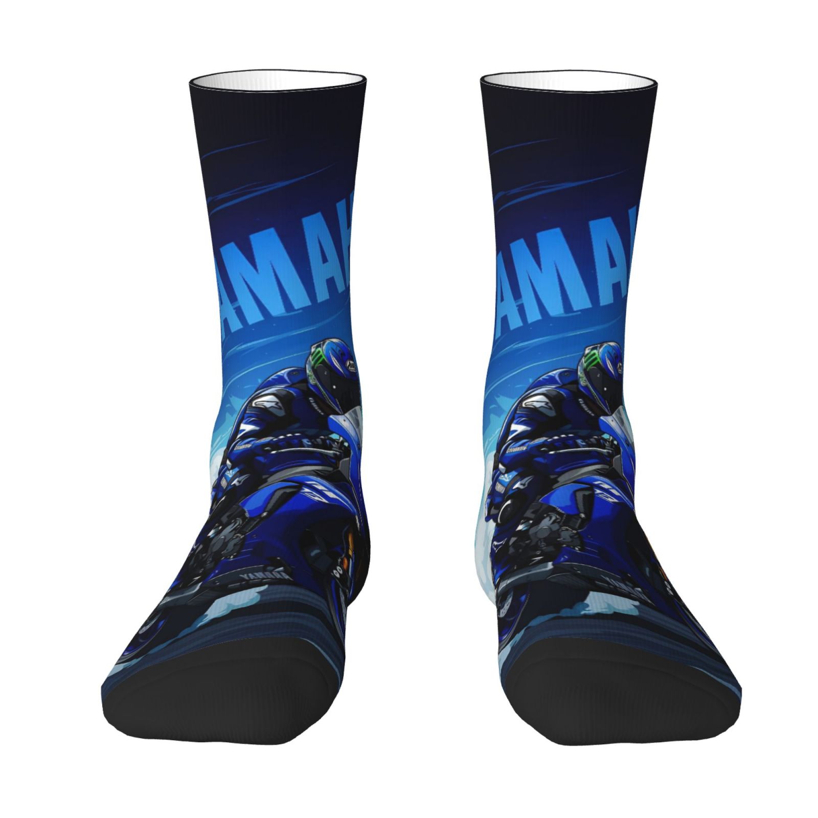 TEMU 1 Par de Calcetines Novedosos para Hombre, Diseño Azul de Motociclista de Carreras, de Drift, Uso Diario Moderno e para Entusiastas de la ,
