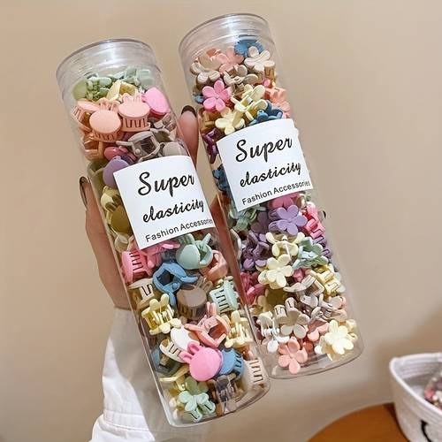 50 sets of mini hair clips cute plastic flower shaped hair accessories solid color braids suitable for and cute accessories