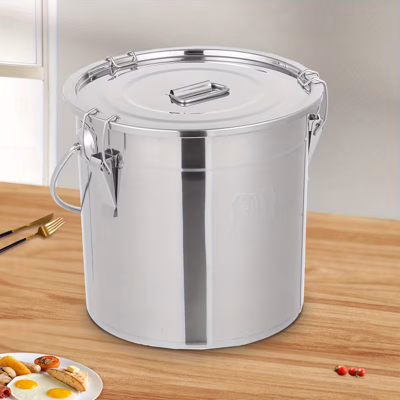 1pc stainless steel food sealing jar suitable for kitchen rice grain storage 12l large capacity stainless steel double sealing protection family storage container with handle and lid Product details 0