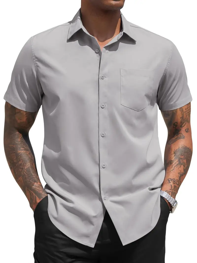mens dress shirts short sleeve business casual - Temu mens dress shirts short sleeve business casual - Temu