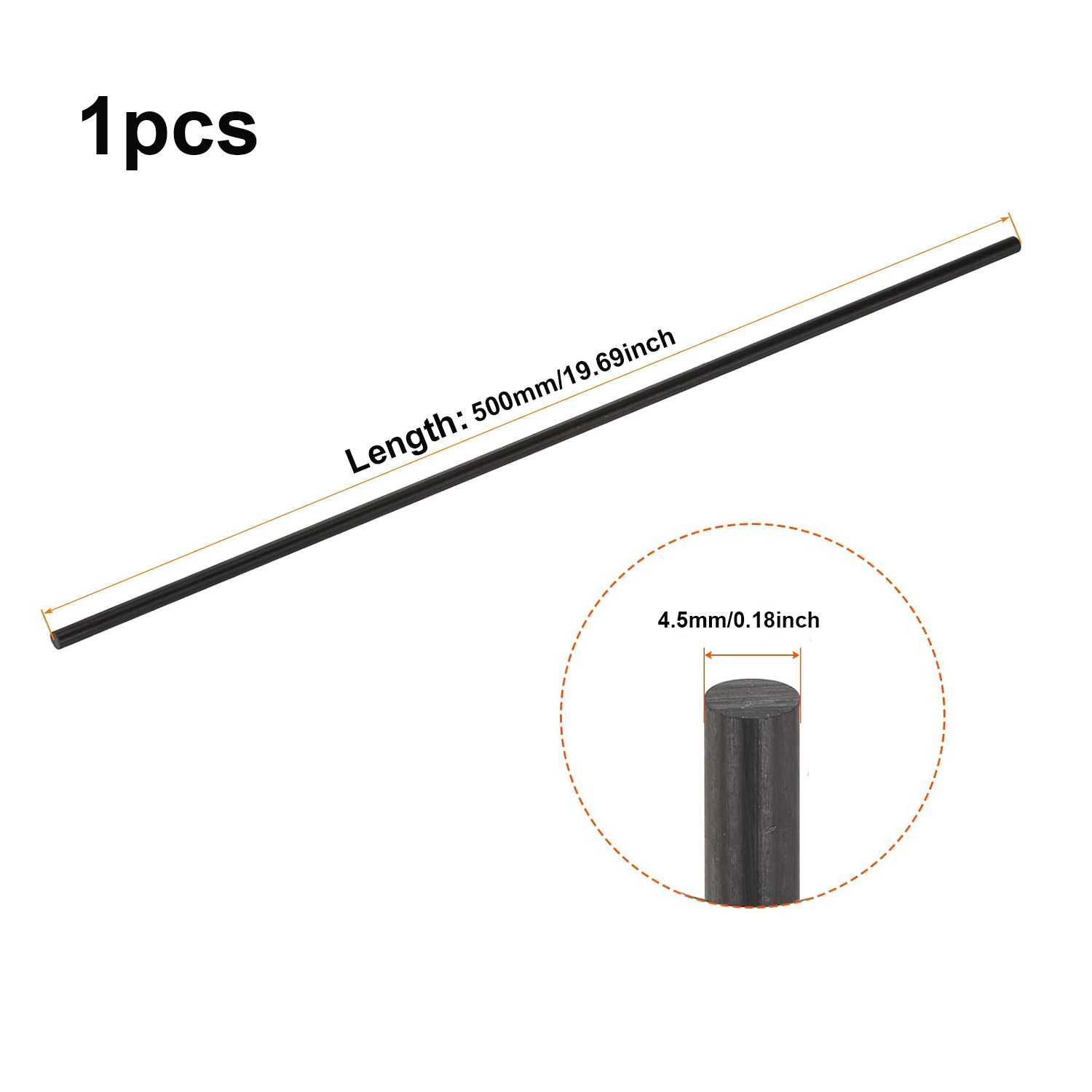 TEMU 1pc/2pcs/5pcs/10pcs 500mm Length Black Fiberglass Rod Diameter Insulation Kite Pole Solid Fiberglass Rod, Outdoor Flying, Kite Flying, , Durable