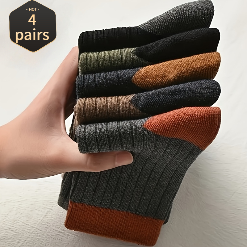 TEMU 4 Pairs Spring Summer Sports Socks, Moisture Wicking Breathable Mid-calf Socks, Unisex Casual Socks, Ideal Gift For
